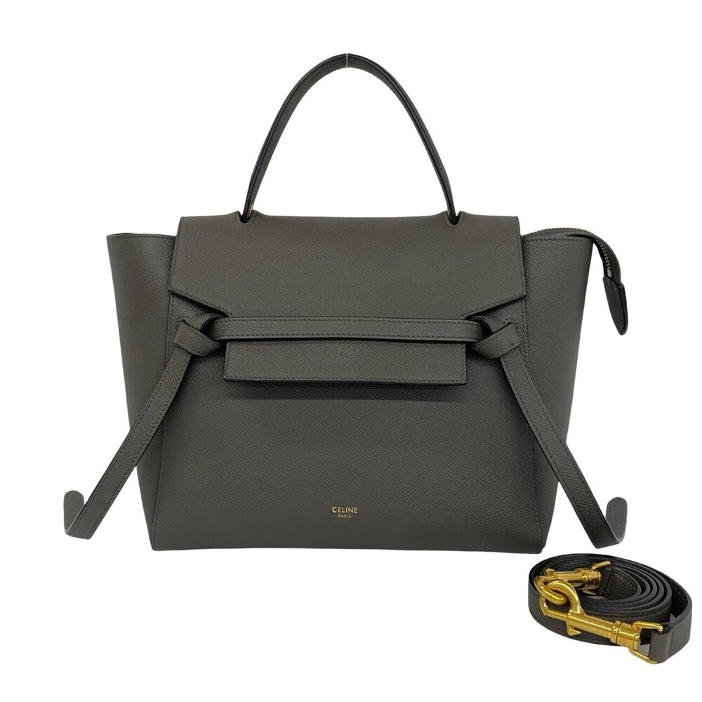 CELINE Belt Bag, Micro Leather, Genuine 2-way Handbag, Shoulder Mini Tote Gra...